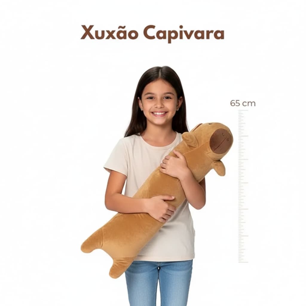 Almofada de Corpo Xuxão Capivara 65cm Pelúcia Travesseiro Abraço Super Macio Envio Imediato