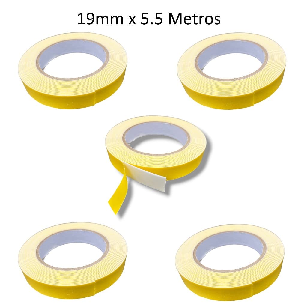 Fita Banana Adesiva de Espuma Dupla Face 19mm x 5,5m Profissional