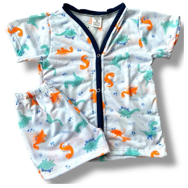 pijama americano infantil bebê menino e menina  botões manga curta verão