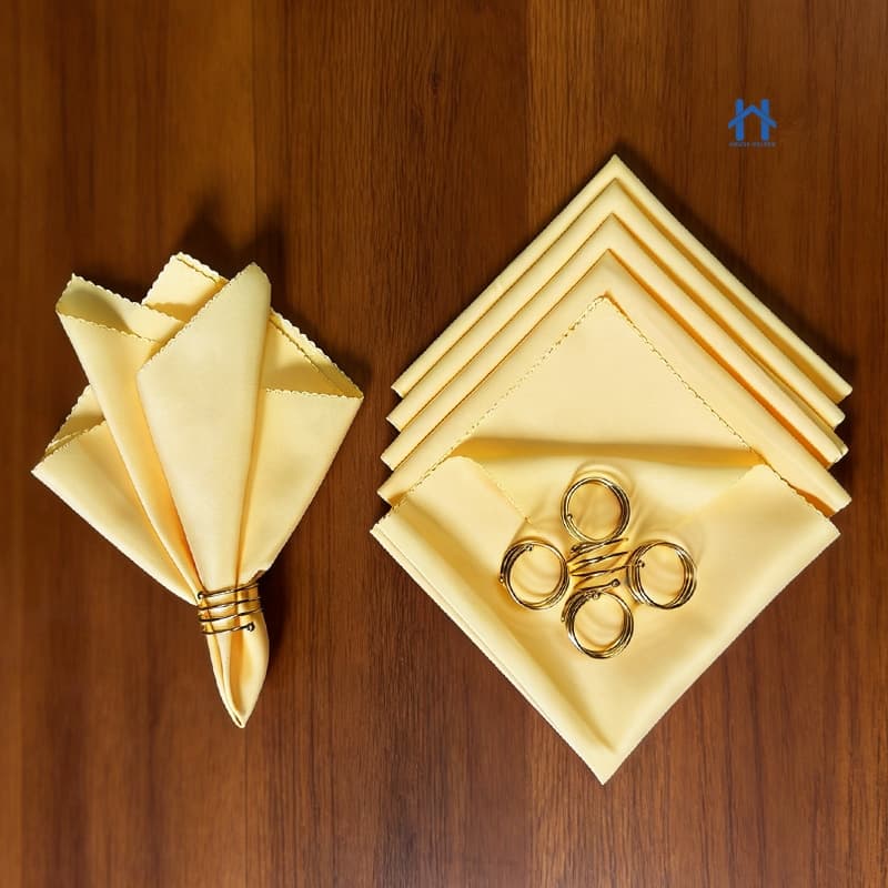 Kit 6 ou 12 Guardanapos Tecido Oxford com Anel Dourado para Mesa Posta Decoração de Luxo