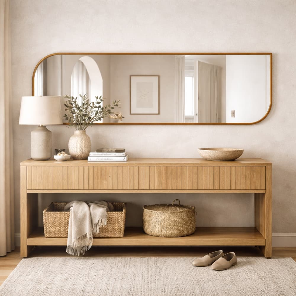 Espelho Corpo Inteiro Retangular Assimétrico 44x160 para Quarto Sala Hall