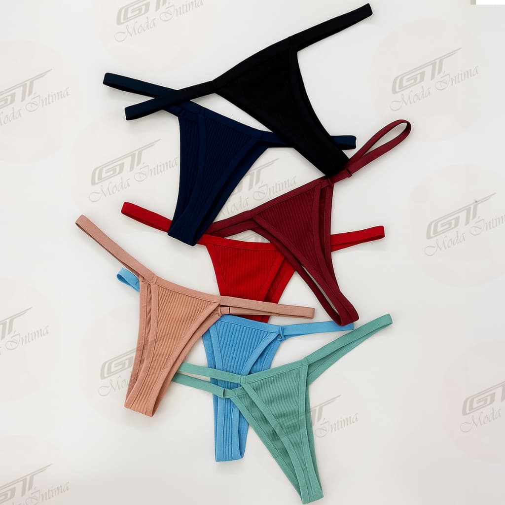 Kit calcinha Canelada fio dental regulagem Microfibra