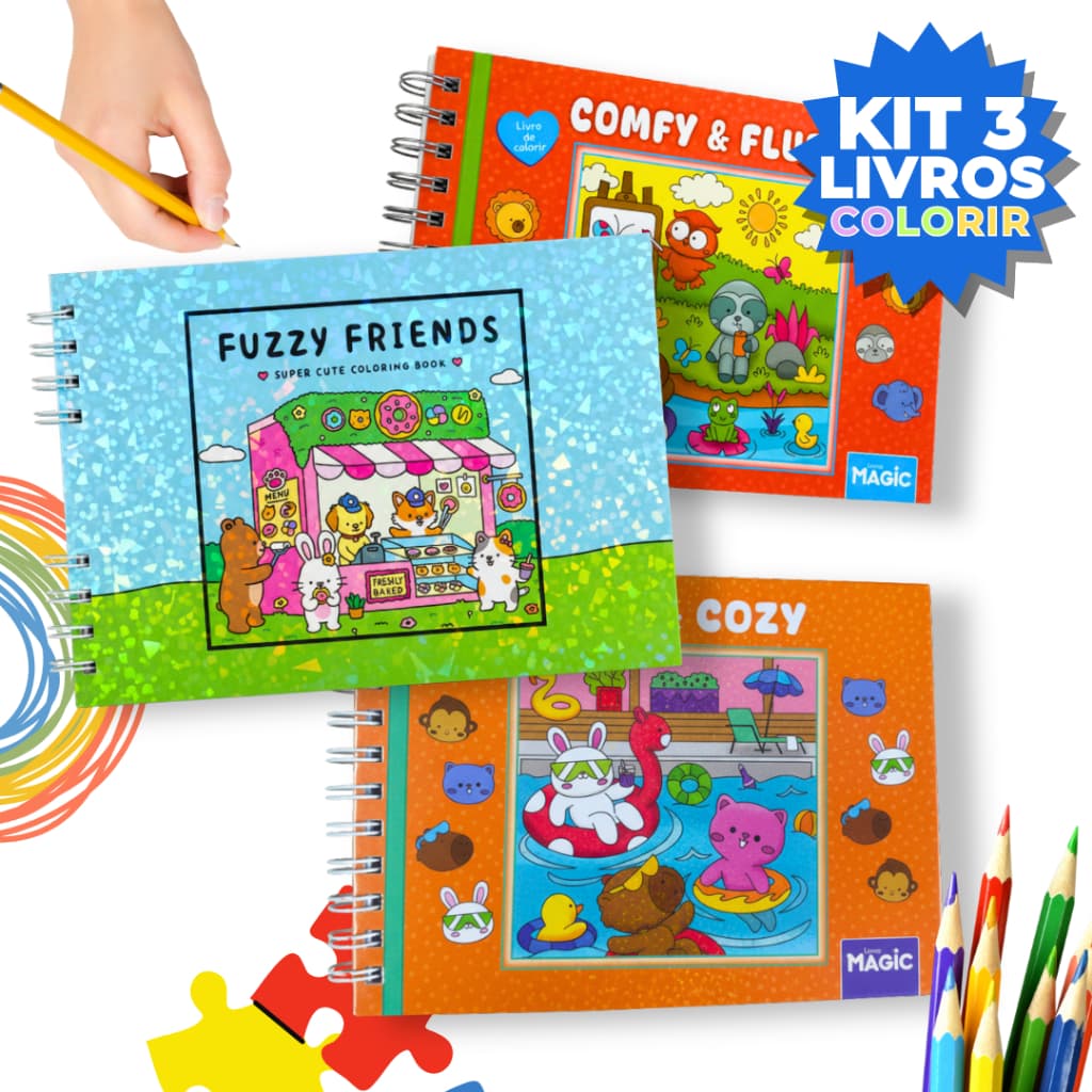 Kit 3 Livros ou 1 Unidade Colorir Personagens Caderno Capa Dura Infantil