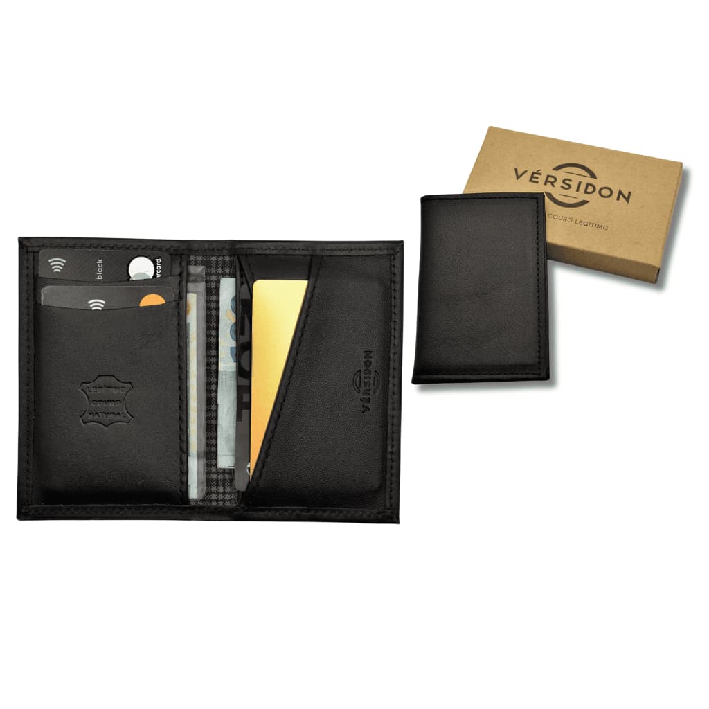 Carteira Masculina Couro Legítimo Slim Porta Cartão Vérsidon