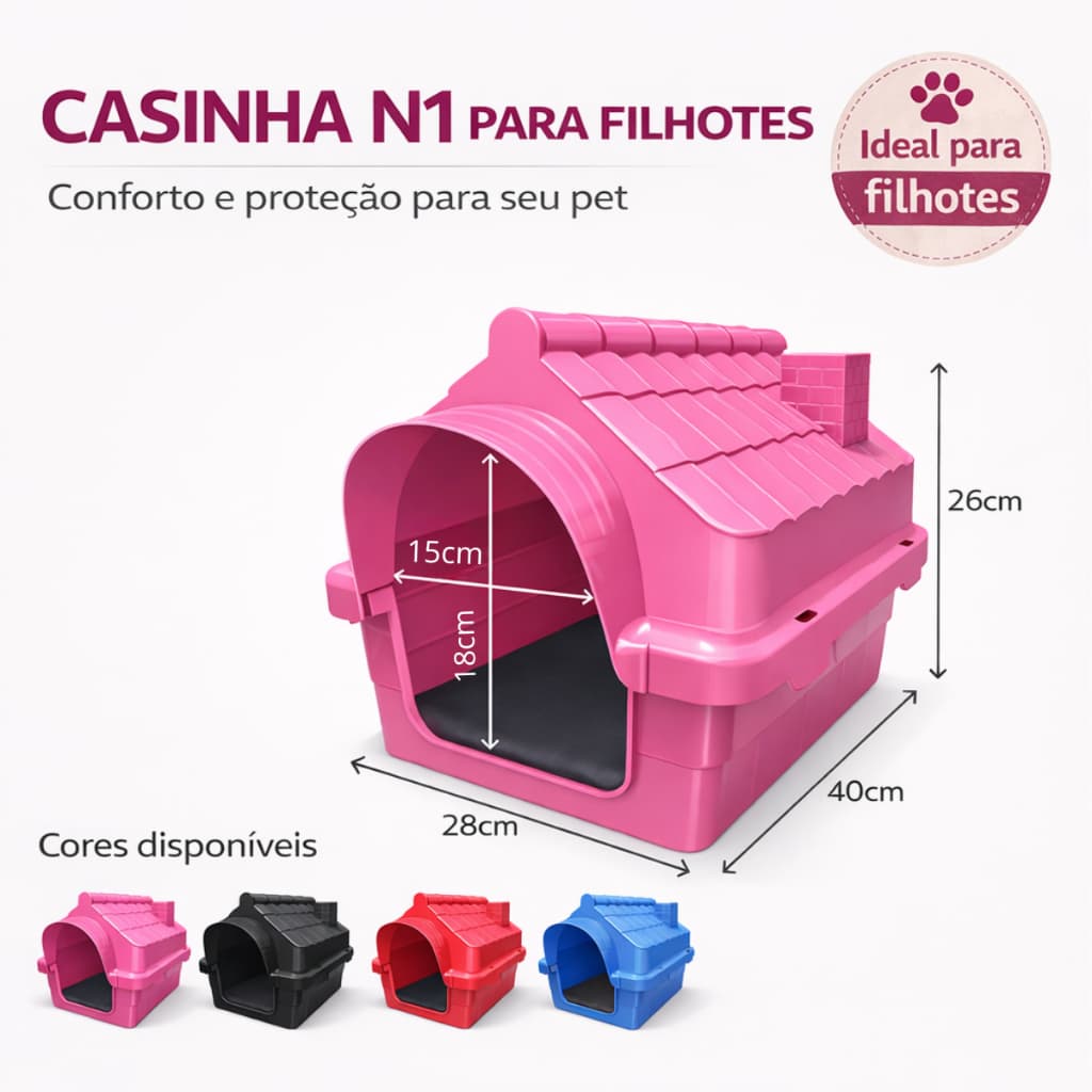 Casinha Cachorro Filhote Gato Pequeno N1 Casa Pet com Proteção Raios UV Desmontável