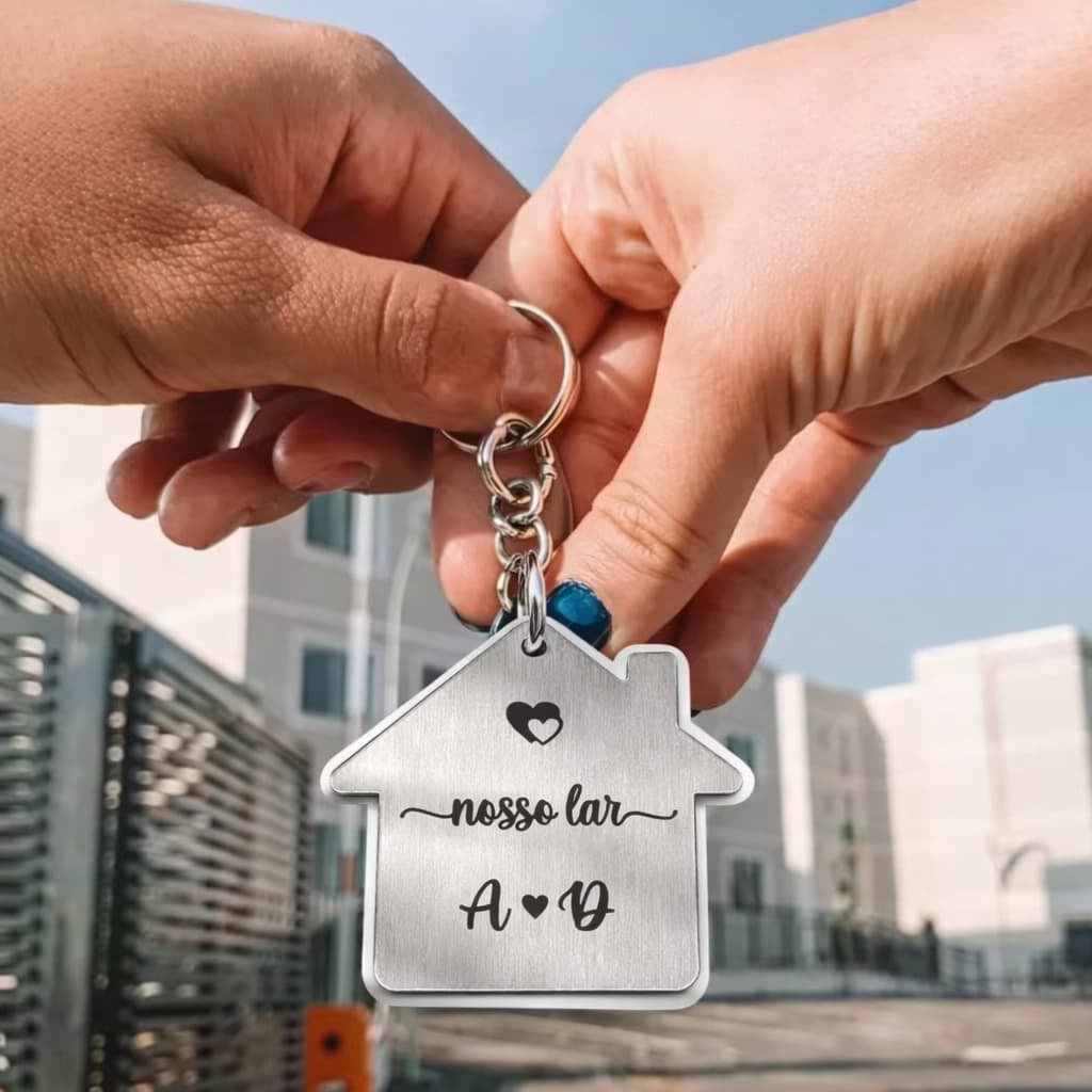 Chaveiro Nosso Lar Personalizado Casa, Apartamento, Acrílico, Presente, Casal, Namorado, Marido, Lembrancinha