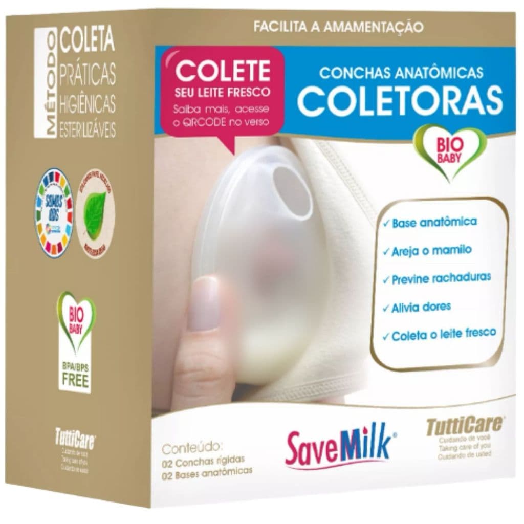 Kit 2 Conchas  Amamentação Coletora Savemilk Pós Parto Base Rígida Tutticare