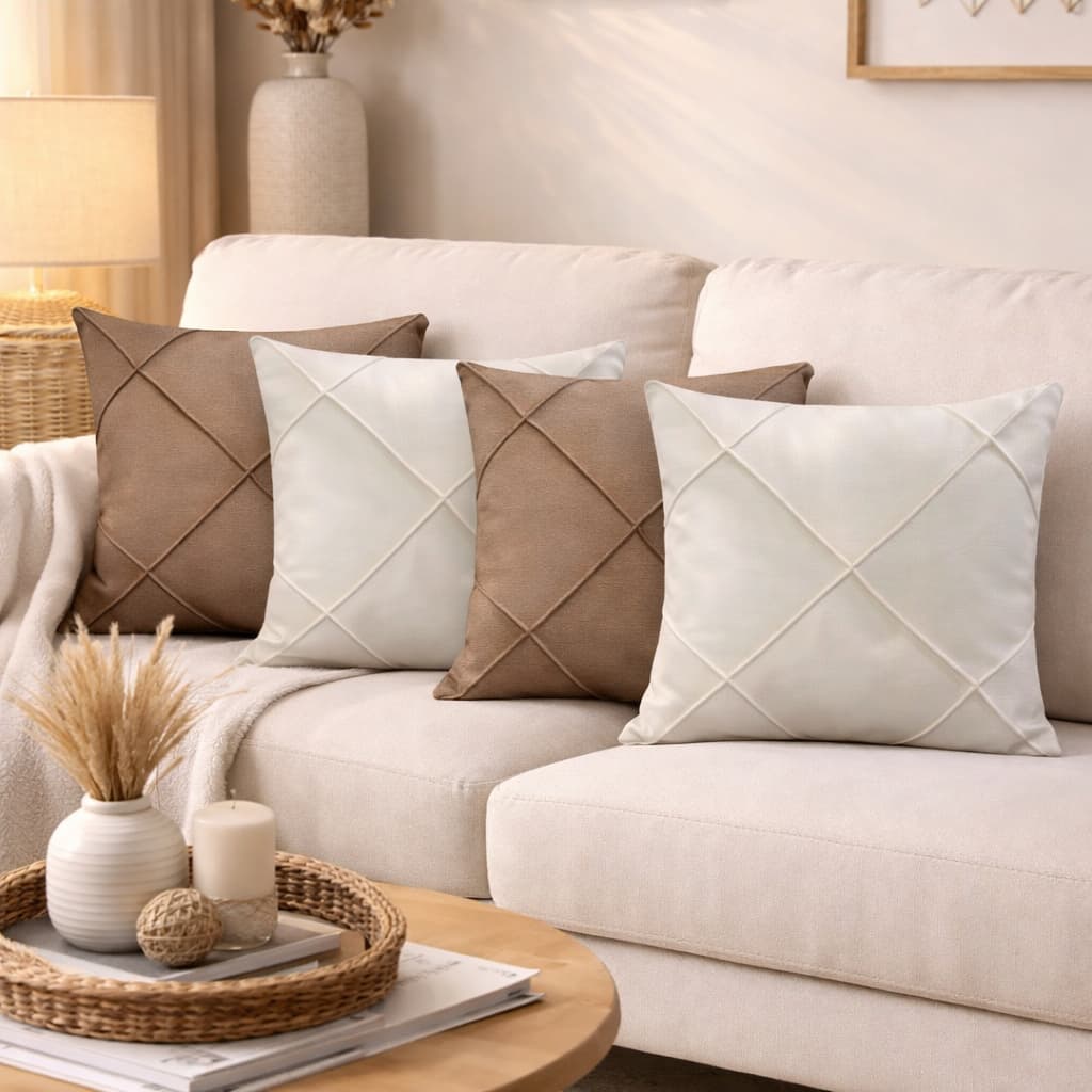 Kit 4 Capas de Almofada Suede Drapeada 43x43 cm Decorativas