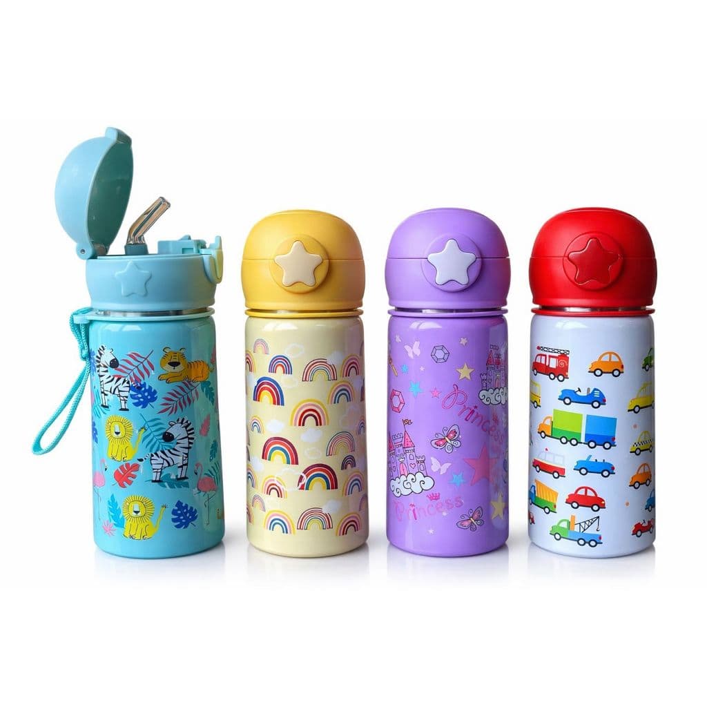 Garrafinha Infantil Garrafa Escolar De Alumínio Com Canudo Criança agua garrafa