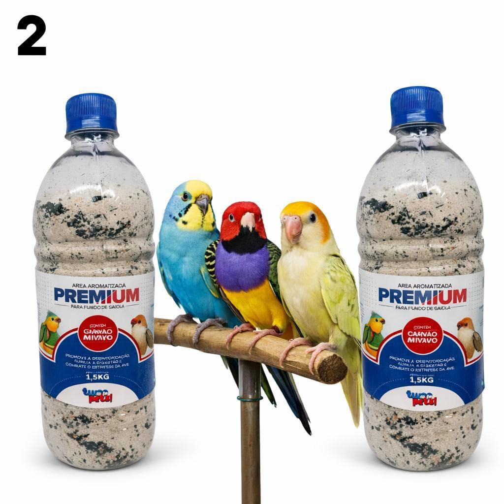 Kit Areia Aromatizada Aves Pássaros 1,5kg Higiênica Carvão Ativado Elimina Odores Ideal Gaiolas