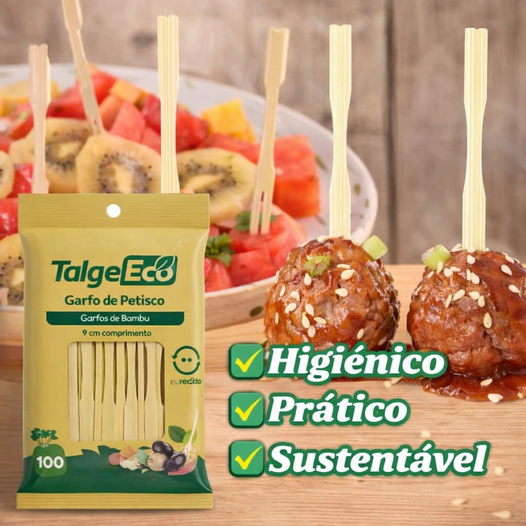 Kit Mini Garfos P/Petisco de Bambu Sustentável C/300, 500, 800 e 1000 Garfinhos Ecológicos Talge