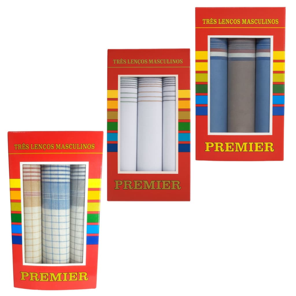 Kit 9 Lenços De Bolso Masculino Premier 32x32 Presente Pais