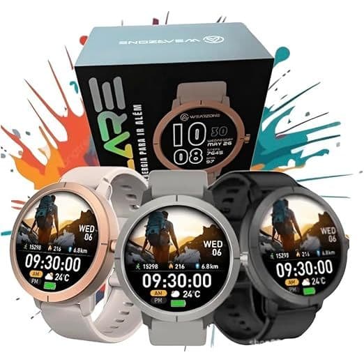 Smartwatch Flare Wearzone | GPS | 5ATM A prova d'Água do mar | Bateria 7 dias