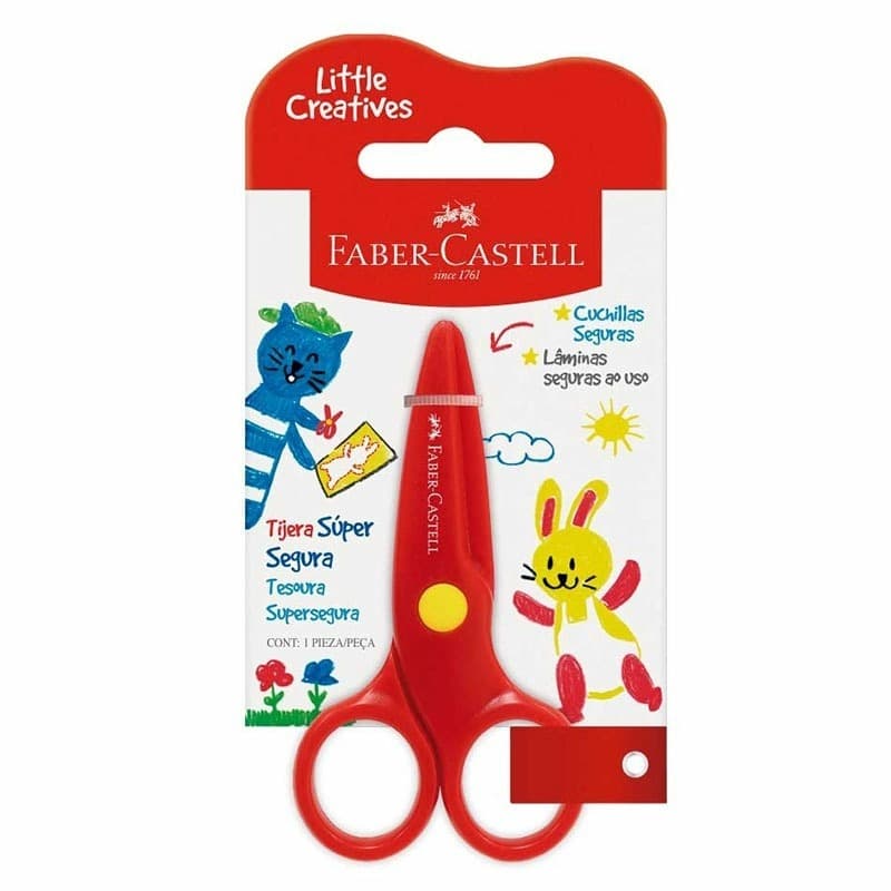 Tesoura Supersegura Vermelha da Linha Little Creatives Lâmina Plástica - Faber Castell