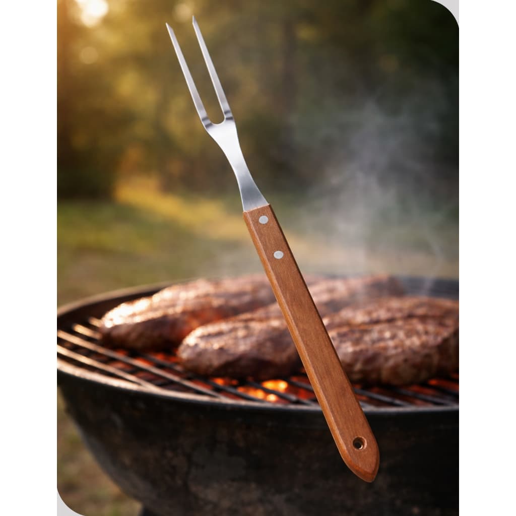 Garfo Trinchante Martinazzo 41 cm Inox Cabo Longo Marrom – Alta Resistência e Conforto no Manuseio