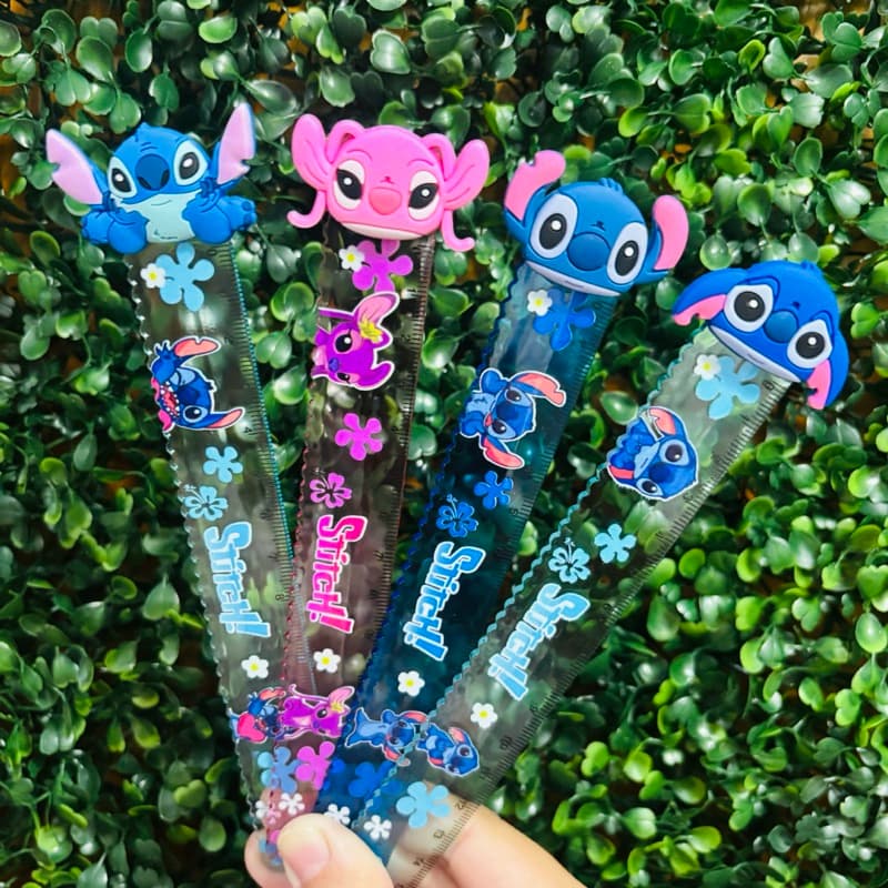 Régua Escolar Stitch 15cm 3D Angel volta às aulas papelaria fofa