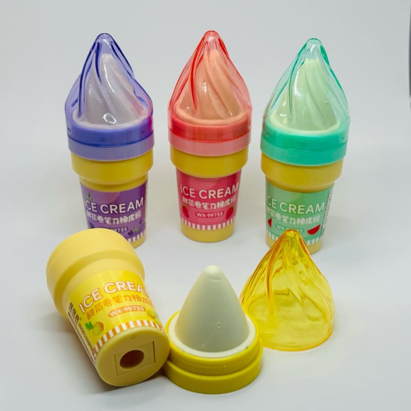 Borracha com Apontador Sorvete Ice Cream 2 em 1 Fofa Kawaii material escolar volta as aulas