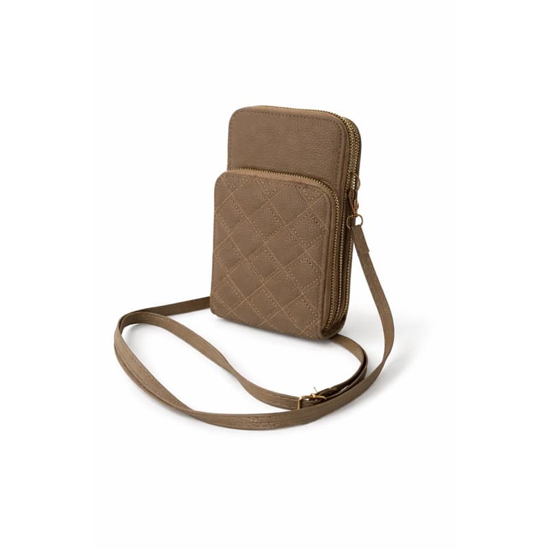 Bolsa Bege Marrom Porta Celular Crossbody