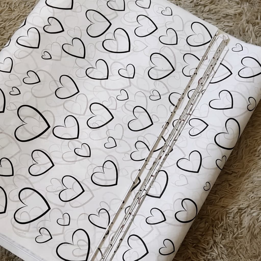 100 Folhas Papel De Seda Premium 30x70cm Coração Preto