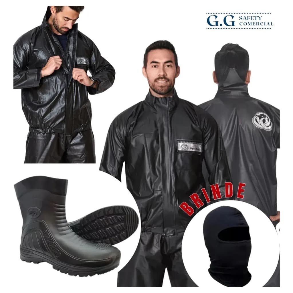 Kit Capa De Chuva Moto Pvc + Bota + Balaclava Motoqueiro.
