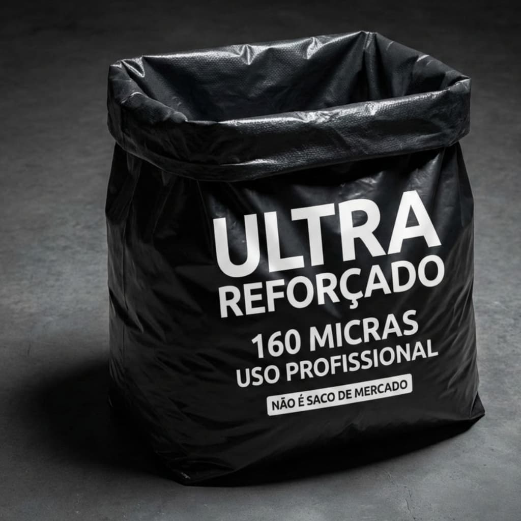 Saco de Lixo 100 litros Ultra Reforçado, 160 Micras Uso Pesado Não Rasga Kit 5 un, 10 un ou 25 Unidades Alta Resistência