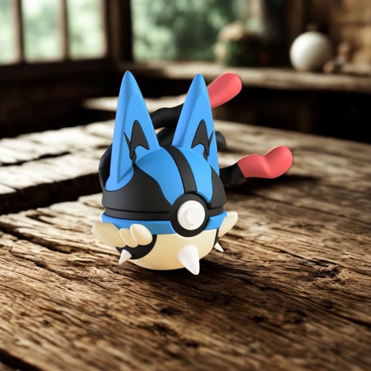 Pokebola Mega Lucario – Impressão 3D • Colecionável • PLA Biodegradável • Alta Qualidade - Pokemon