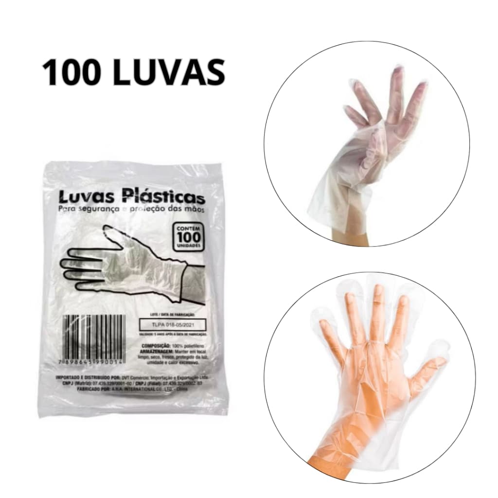 Luva Descartável Plástica Com 100 Unidades Talge Luva Plastica Transparente Luva Multiuso