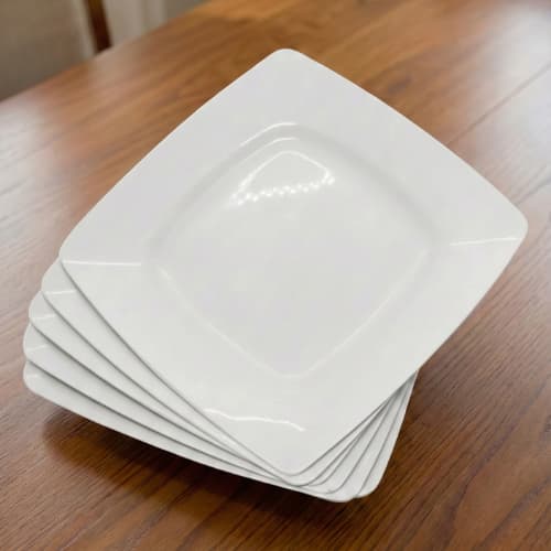 Prato Plástico Quadrado Duro Resistente 23cm Almoço Jantar Cozinha Eventos Escolar Churrasco e Festa Inquebrável Premium