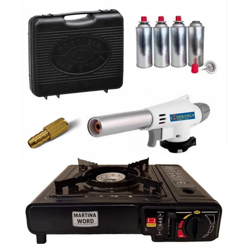 Fogao Fogareiro Portátil A Gás Em Aço Horizontal Camping Acampamento Trilha Pescaria Esportes Promo