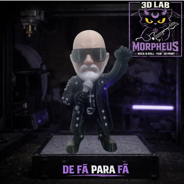 Miniatura Vocalista Metal Deus do Metal PopCrafters Boneco Jaqueta Spikes e Óculos Rob