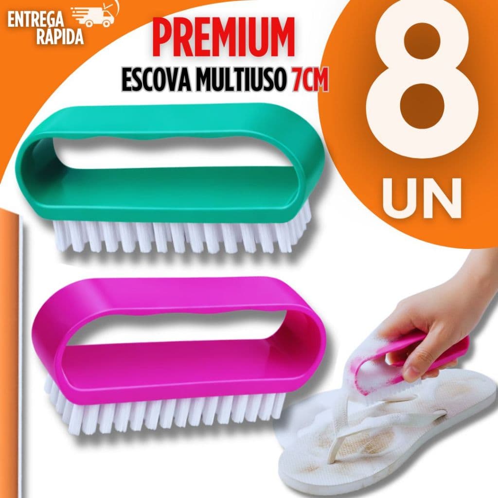 KIT 08 Escova Multiuso Com Alça Limpeza de Tênis Calçado Banheiro Cozinha Casa Escovinha Resistente