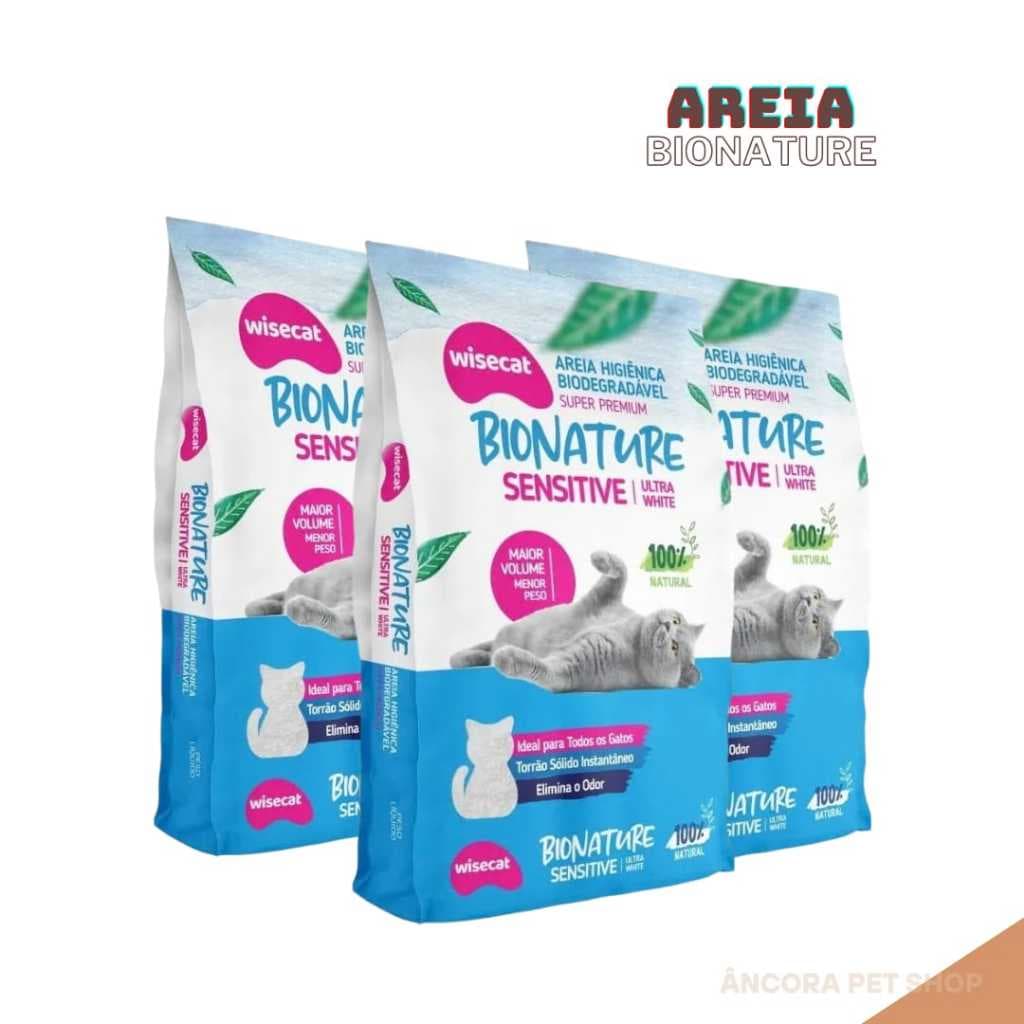 Areia Higiênica Bionature Sensitive Grãos Finos 100% Natural