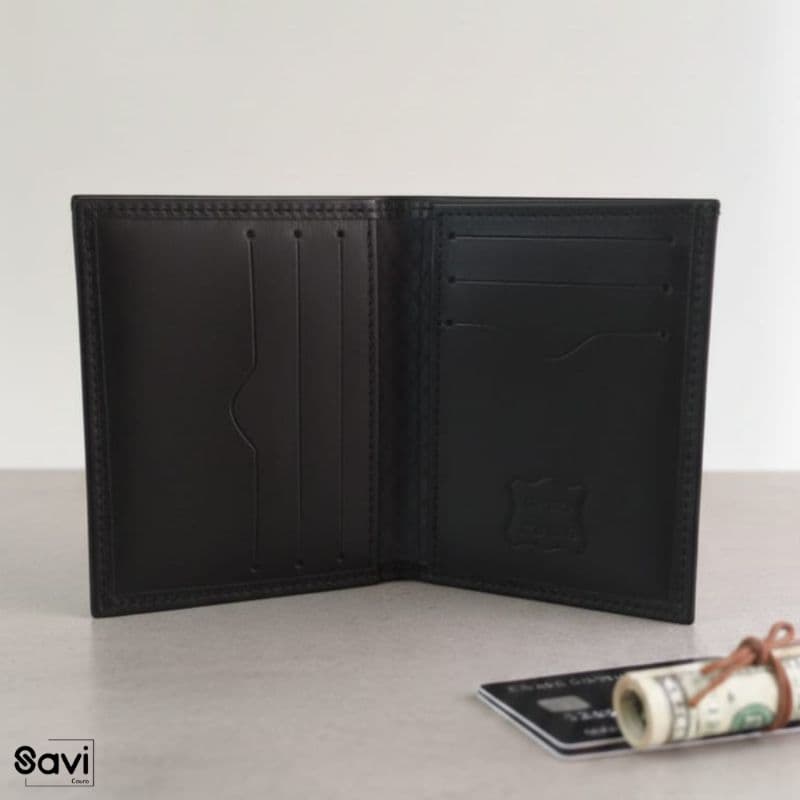 Porta Cartão De Couro Legitimo Carteira Fina Cabe Cnh Carteira