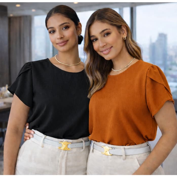 Kit 2 Blusas Feminina Lisa Manga Curta Confortável Moderna Ideal para Trabalho e Dia a Dia