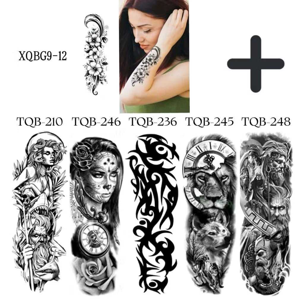 KIT 2 Tattoo Fake a Prova D'água Unisex Realistas 3D Festa Social Verão Praia Masculino Feminina-Tatuagem Temporária