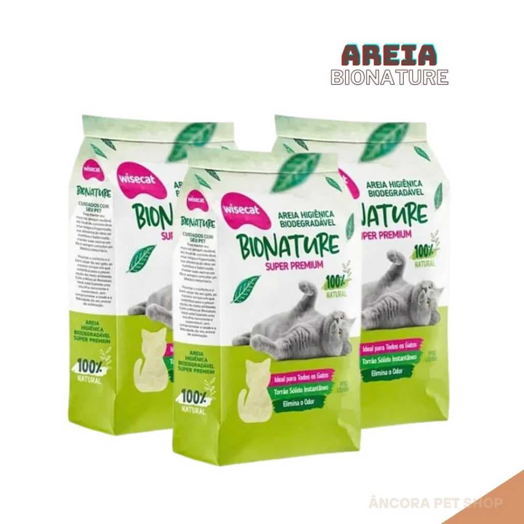 Areia Higiênica Bionature Premium Grãos Médios 100% Natural