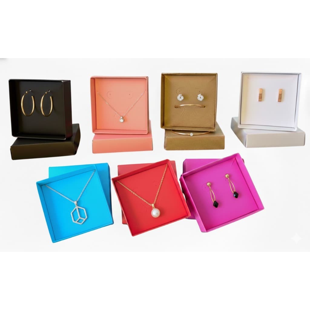 10 un. Caixinha papel cor PRETA, BRANCA, ROSÊ, TURQUESA, VERMELHA, KRAFT bijus joias (desmontadas)