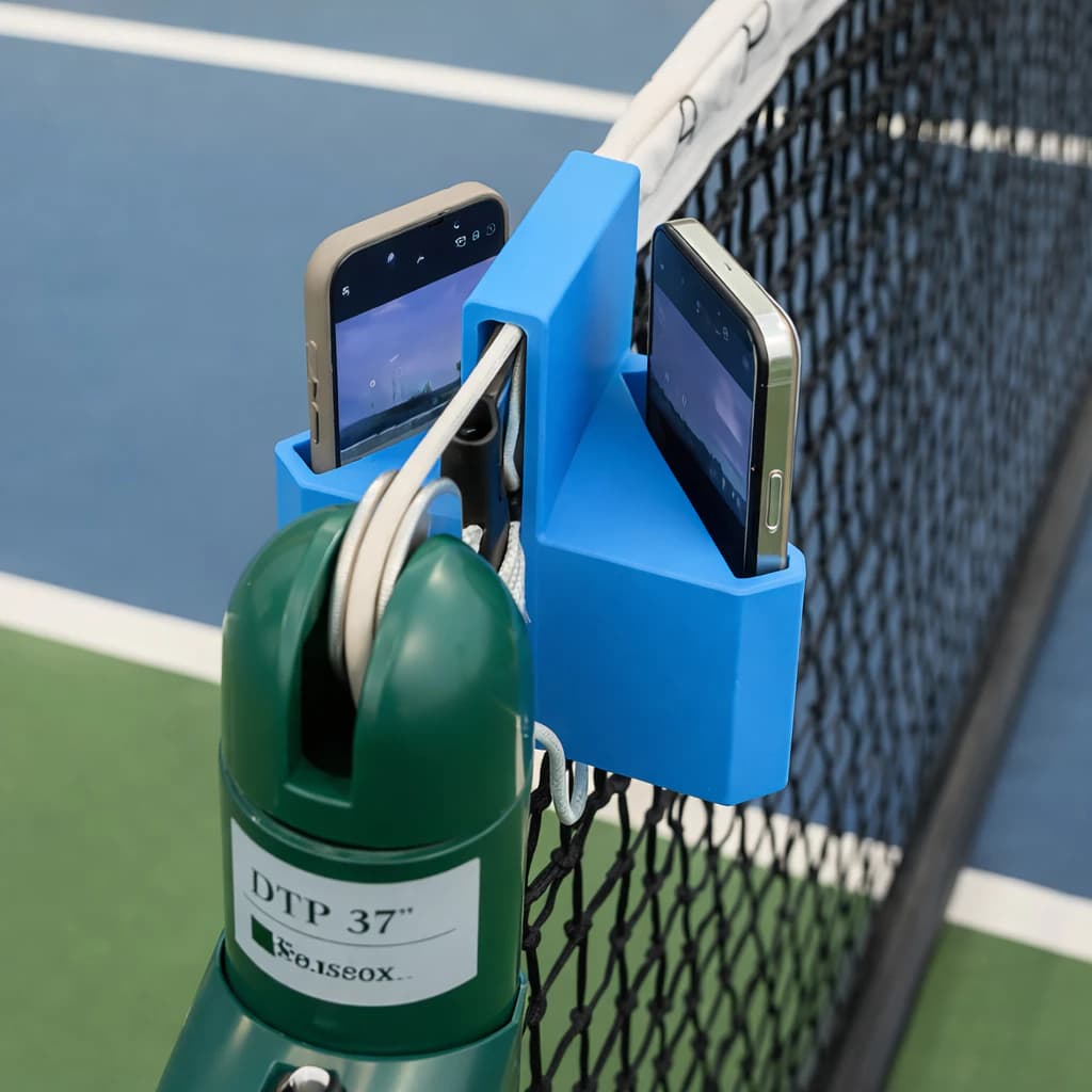 Suporte Duplo De Celular Pra Rede - Filmar Jogos de Beach Tennis, Tennis, Vôlei, Badminton