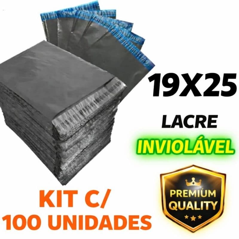 Kit c/100 Envelopes Segurança Embalagem De Envio 19x25