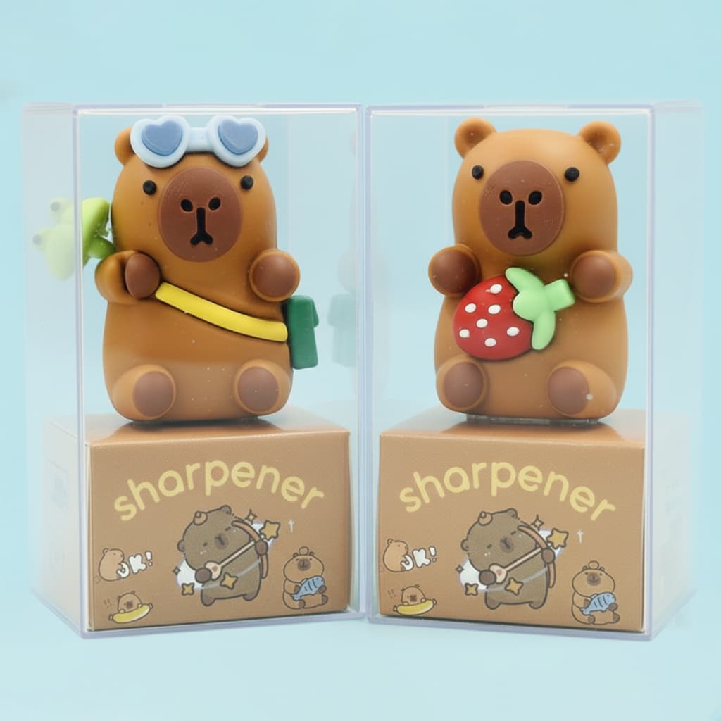 Apontador Capivara Emborrachado Premium Papelaria Fofa Divertida Criativa Volta Aulas Escolar