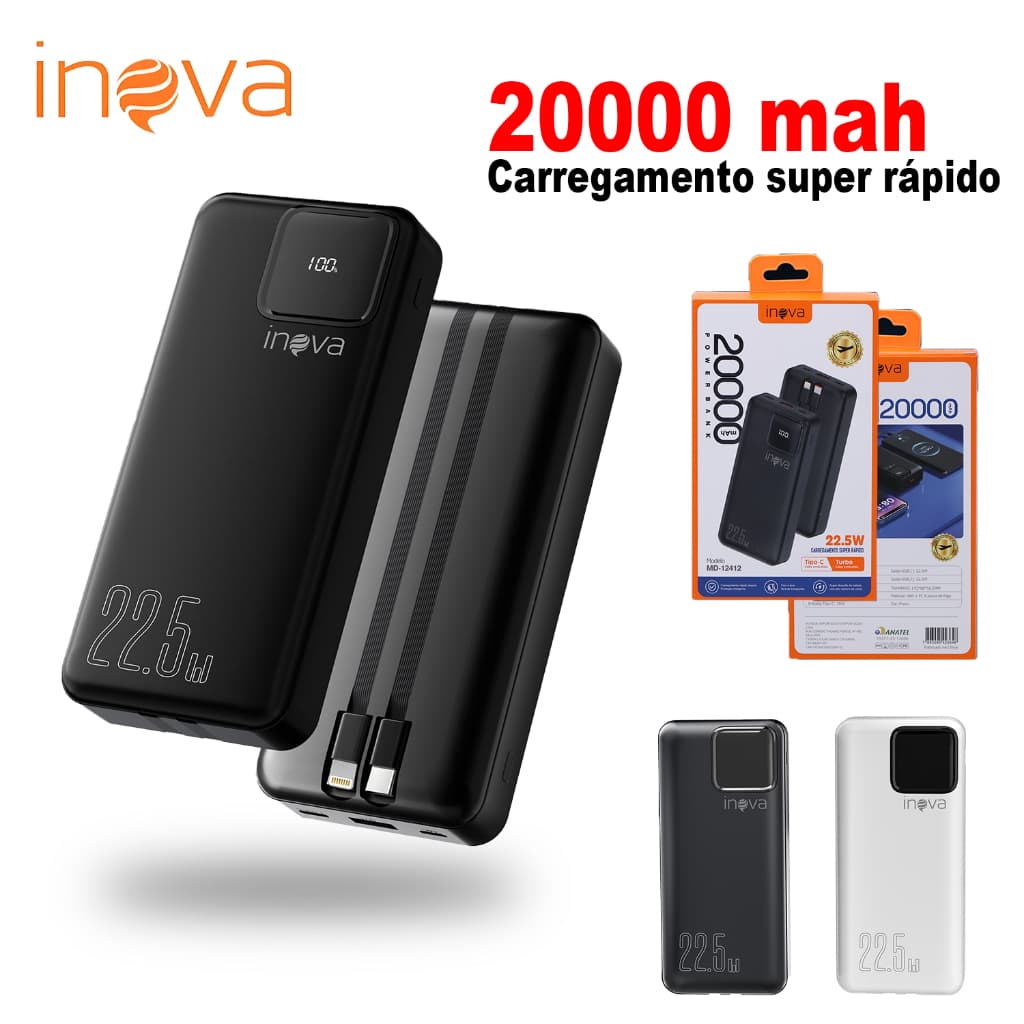 Inova Carregador Portátil 10000/20000mah Power Bank turbo carregador Usando iPhone Samsung Android