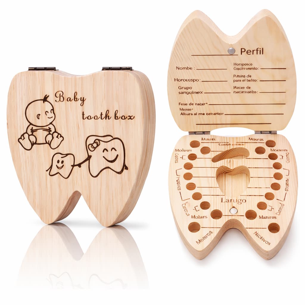 Estojo Dental Porta Dente De Leite Caixinha Infantil Madeira menina menino