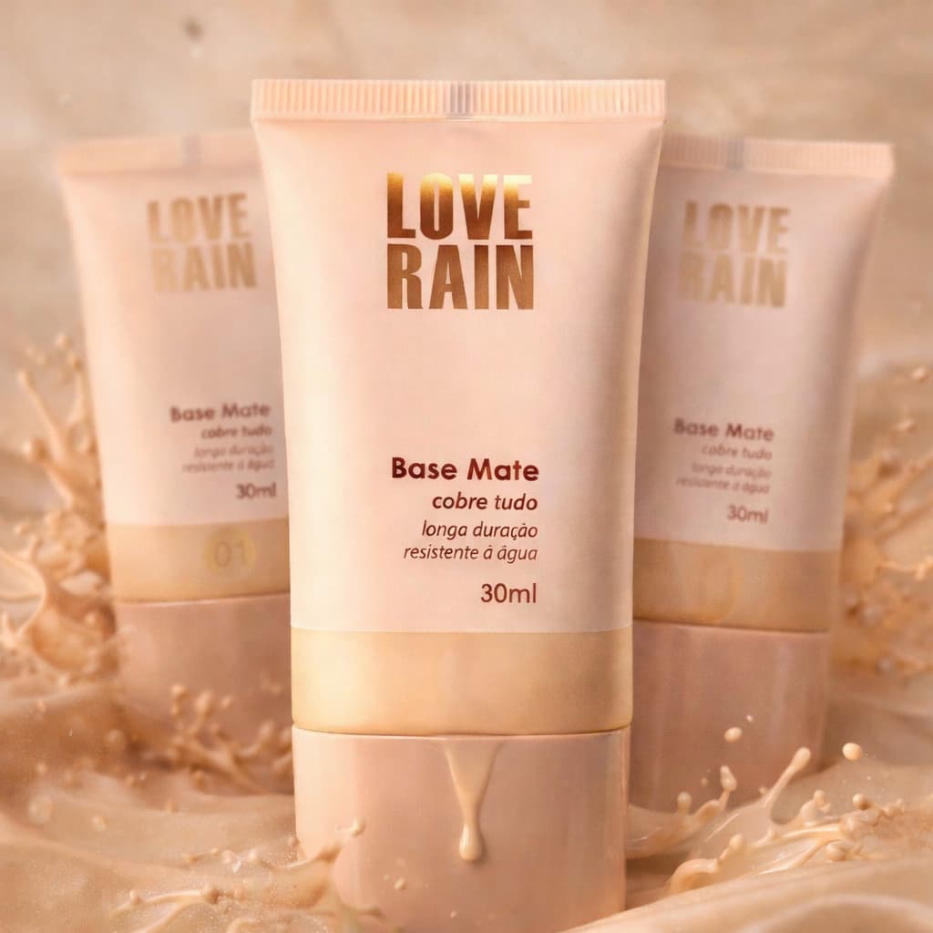 Base Líquida Matte Love Rain – Alta Cobertura, À Prova D’Água e Longa Duração