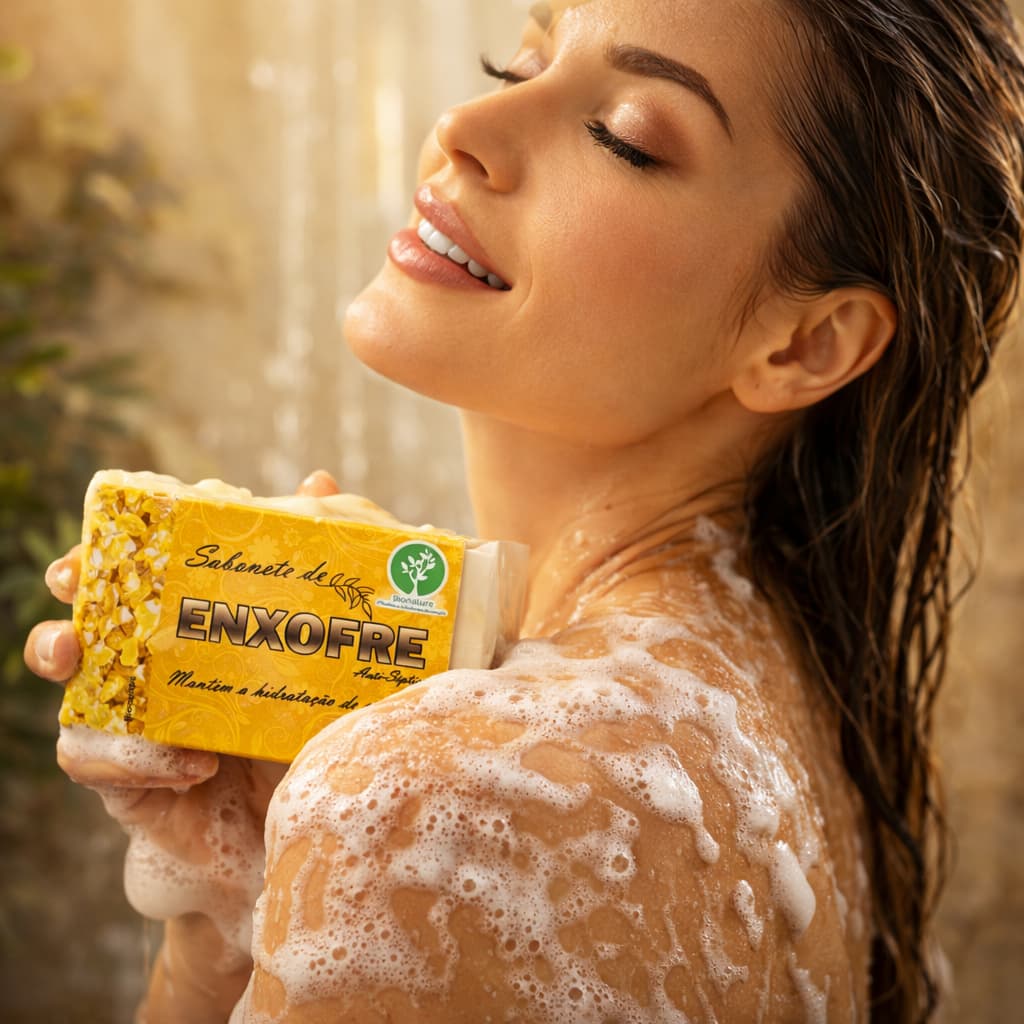 Sabonete Barra Enxofre Facial e Corporal Limpeza do corpo e rosto Seca Espinhas Remove Oleosidade