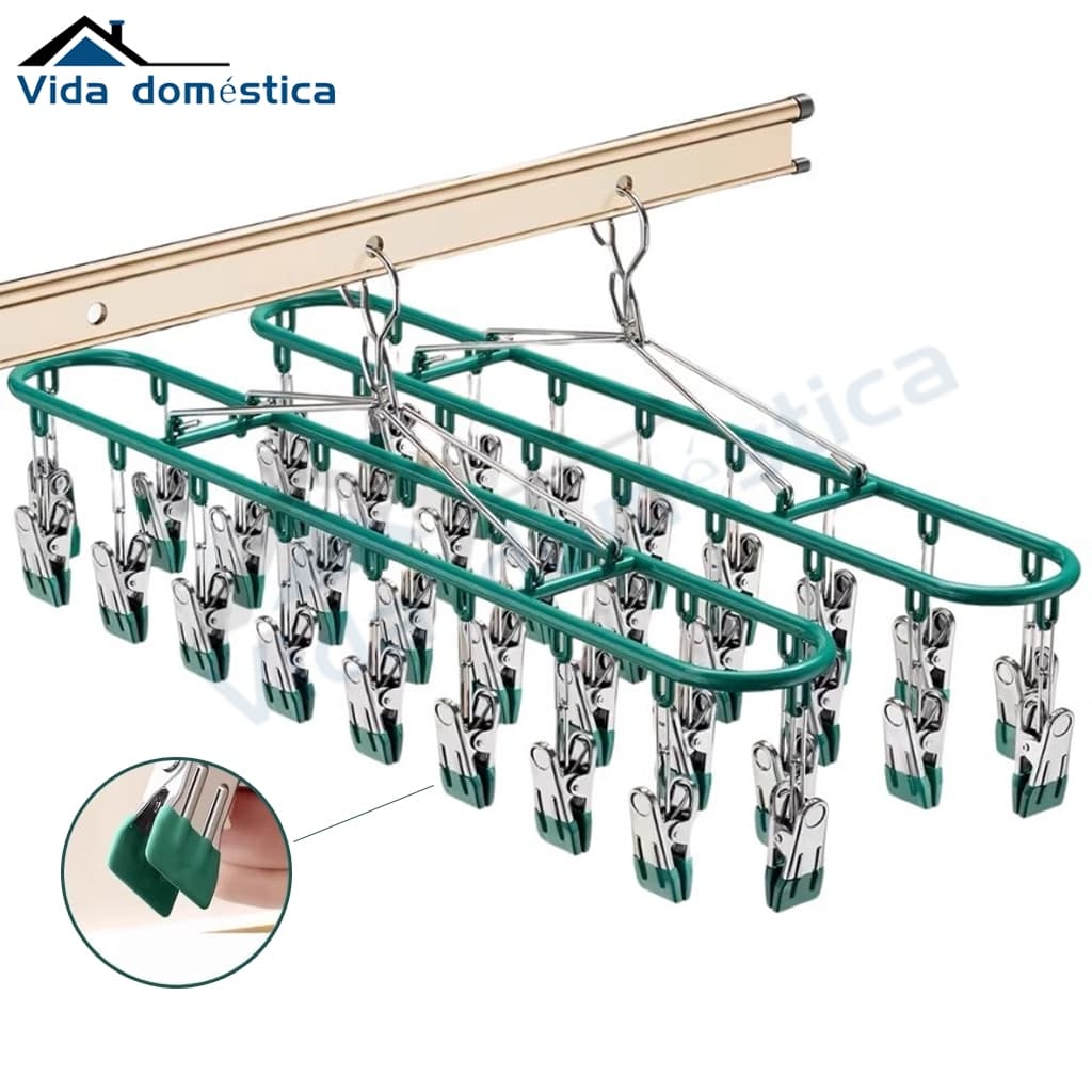 Varal Para Roupa intima 20 Prendedores Prendedores de meias de aço inoxidável com ganchos, extremamente duráveis
