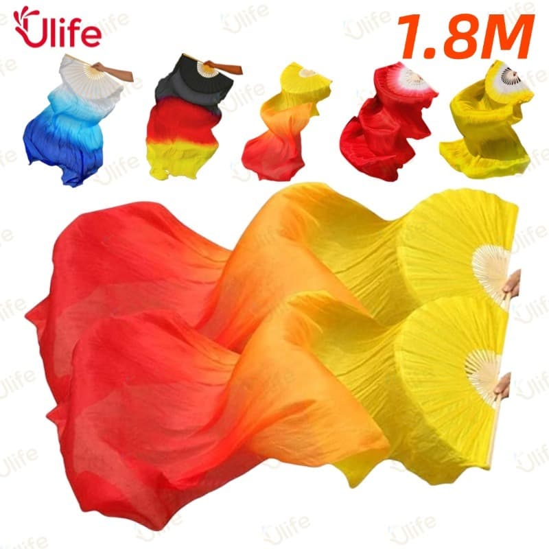 2PCS Ventiladores De Dança Do Ventre Véu De Bambu Ventilador De Seda DIY 1.8M-UF