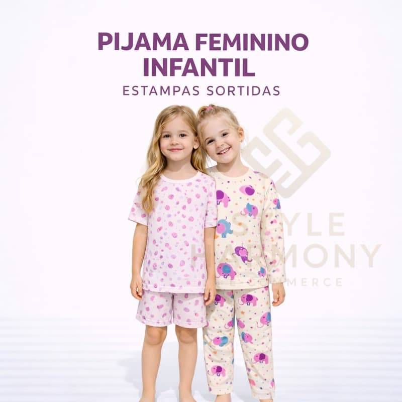 Kit até 03 Pijama Infantil Menina 100% Algodão 02 ao 10 Confortável Macio com  Estampas Divertidas