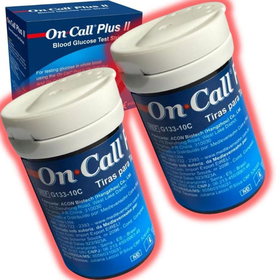 100 Tiras Medir Glicose On Call Plus II Tiras para medir a glicemia