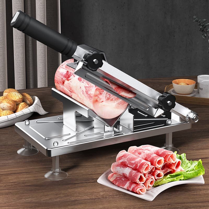 Fatiador Manual de Carnes Cortador de Frios Legumes Lâmina Ajustável Multifuncional Aço Inoxidável 20CM