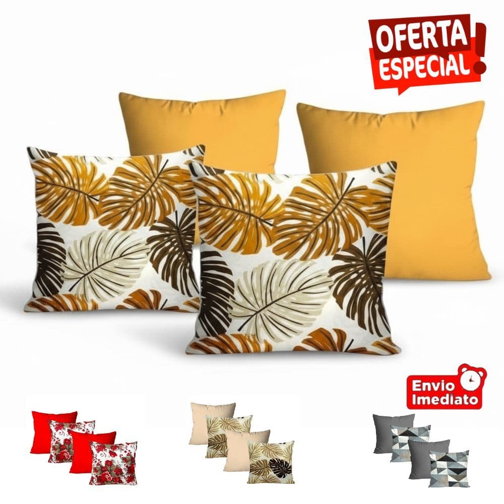 KIT 04 ALMOFADAS CHEIAS/CAPAS 45X45cm DECORATIVAS  KIT CAPA OU KIT CHEIO